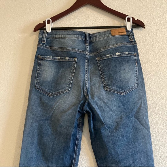 Express Women's Blue Original Girlfriend High Rise Jeans Size 4 - Picture 5 of 10